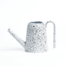 Load image into Gallery viewer, Watering can in 'splatter' black on white powder coated steel.