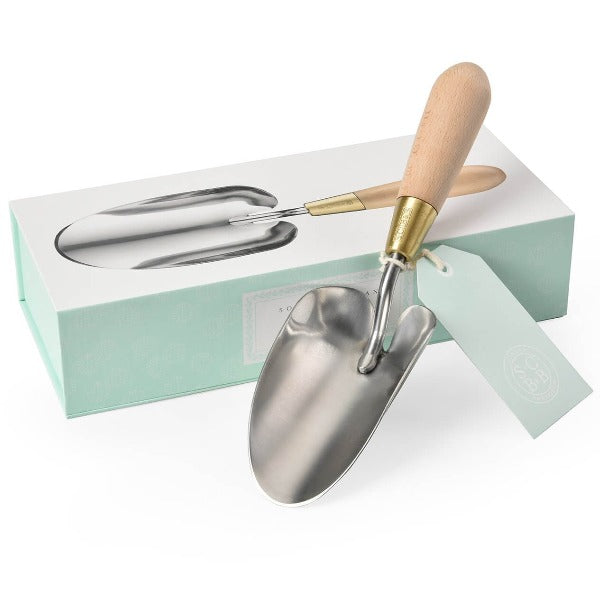 Sophie Conran for Burgon & Ball stainless steel Trowel with wooden handle presented in gift box.
