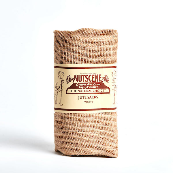 Pack of two jute storage sacks by Nutscene.