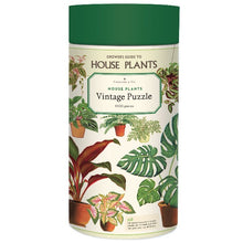 Load image into Gallery viewer, House Plants design Jigsaw puzzle for adults by Cavallini &amp; Co. Canister includes 1000 pieces stored in a drawstring bag with design poster guide.
