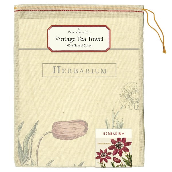 Vintage print Tea Towel by Cavallini & Co. Herbarium print.