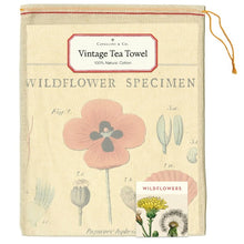 Load image into Gallery viewer, Vintage print Tea Towel by Cavallini &amp; Co. Wildflower print.
